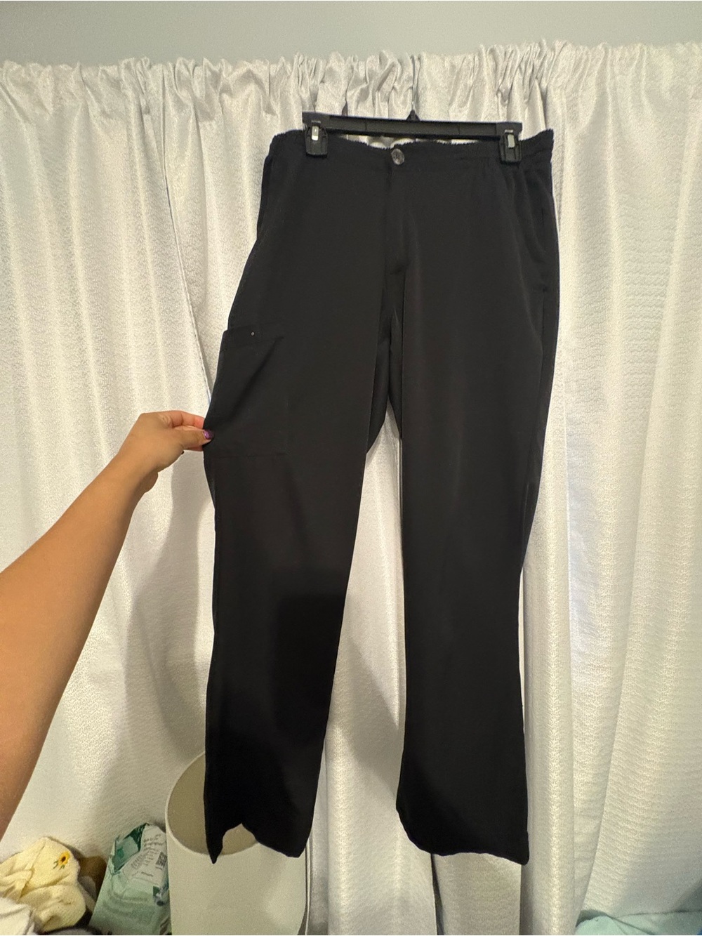 healing hands Black Cargo Scrub Pants with Side Pocket